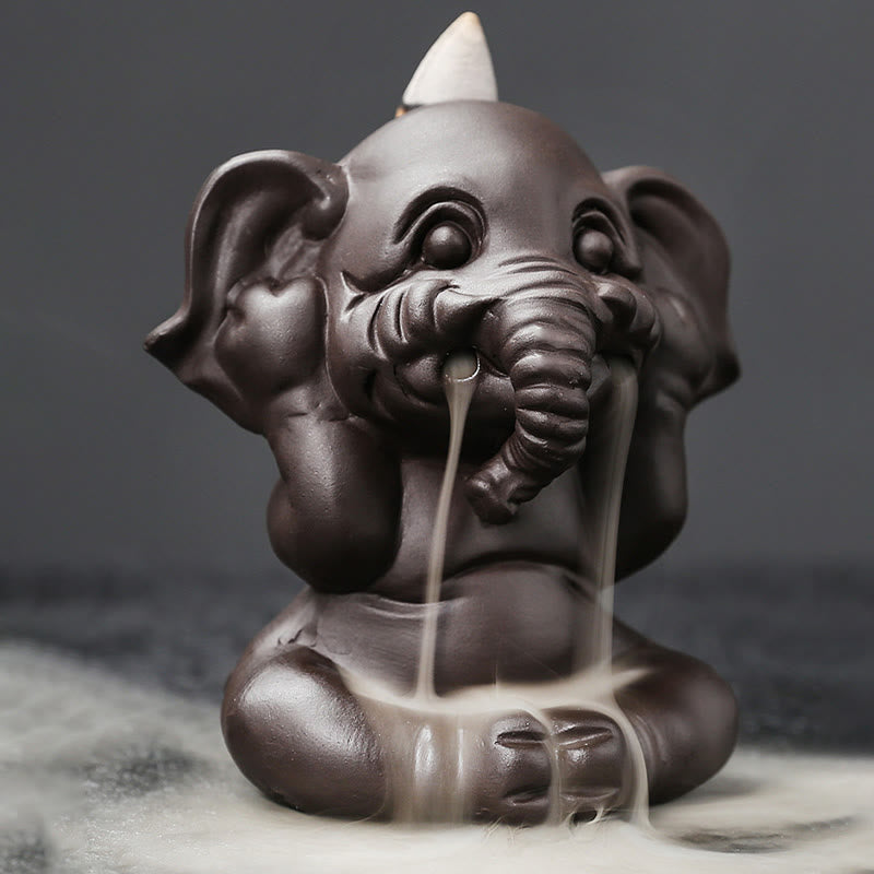 Buddha Stones, elefante carino, argilla viola, fontana di fumo a riflusso, bruciatore di incenso curativo per la pace, decorazione - image 17