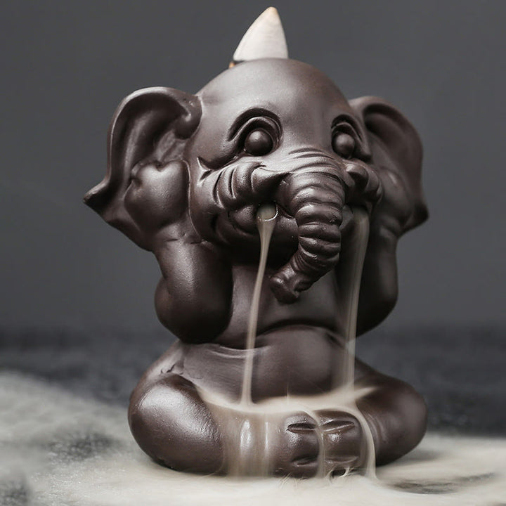 Buddha Stones, elefante carino, argilla viola, fontana di fumo a riflusso, bruciatore di incenso curativo per la pace, decorazione - image 17