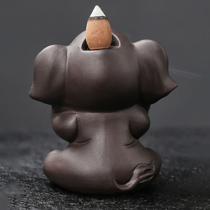 Buddha Stones, elefante carino, argilla viola, fontana di fumo a riflusso, bruciatore di incenso curativo per la pace, decorazione - image 19