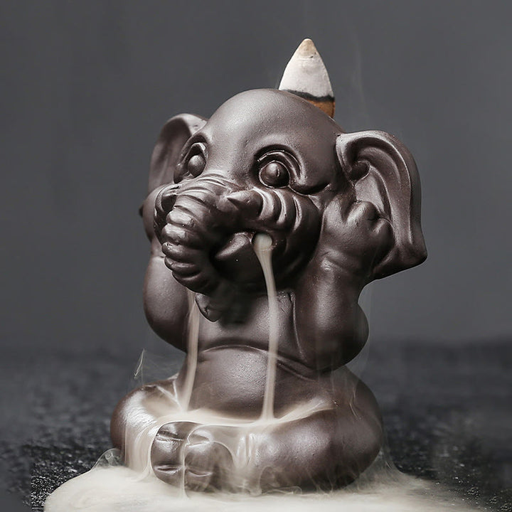 Buddha Stones, elefante carino, argilla viola, fontana di fumo a riflusso, bruciatore di incenso curativo per la pace, decorazione - image 18