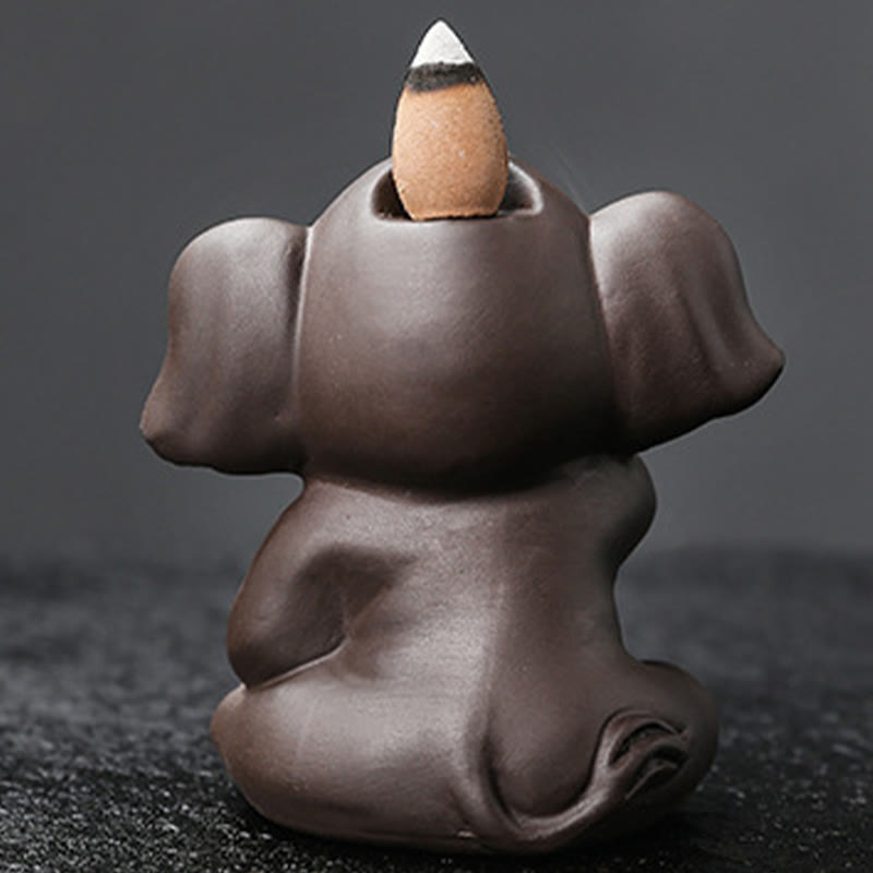 Buddha Stones, elefante carino, argilla viola, fontana di fumo a riflusso, bruciatore di incenso curativo per la pace, decorazione - image 9