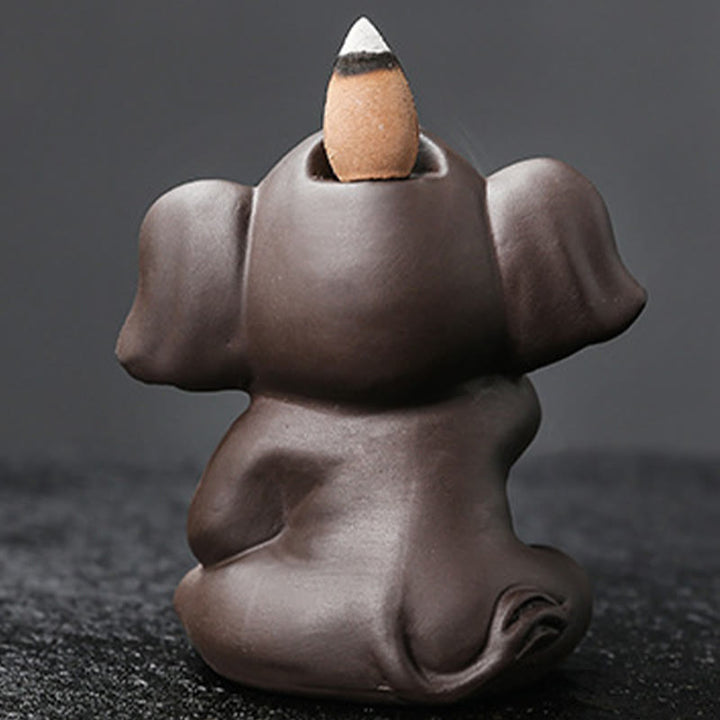 Buddha Stones, elefante carino, argilla viola, fontana di fumo a riflusso, bruciatore di incenso curativo per la pace, decorazione - image 9