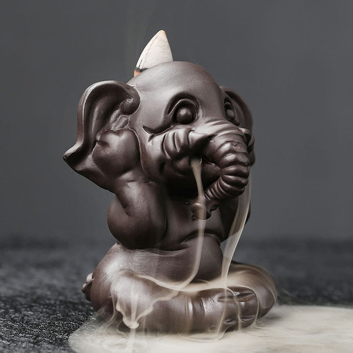 Buddha Stones, elefante carino, argilla viola, fontana di fumo a riflusso, bruciatore di incenso curativo per la pace, decorazione - image 20