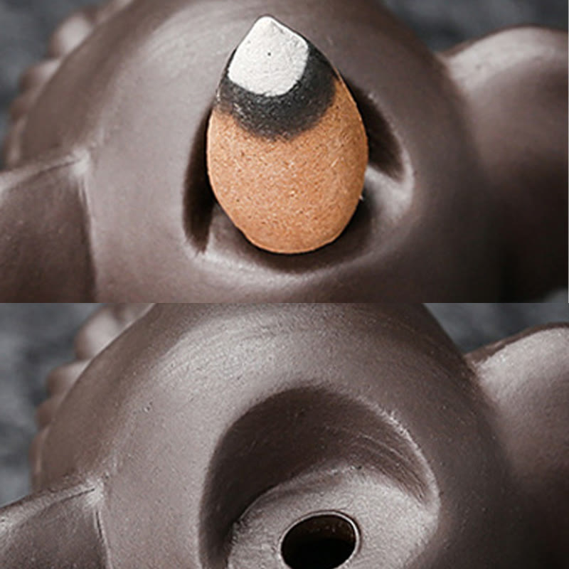 Buddha Stones, elefante carino, argilla viola, fontana di fumo a riflusso, bruciatore di incenso curativo per la pace, decorazione - image 26