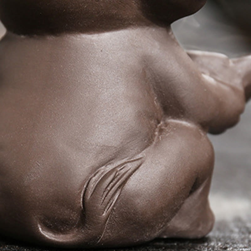 Buddha Stones, piccolo elefante che tiene una foglia, argilla viola, fontana di fumo a riflusso, bruciatore di incenso curativo, decorazione - image 14