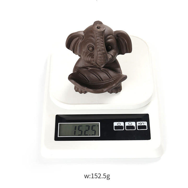 Buddha Stones, piccolo elefante che tiene una foglia, argilla viola, fontana di fumo a riflusso, bruciatore di incenso curativo, decorazione - image 17