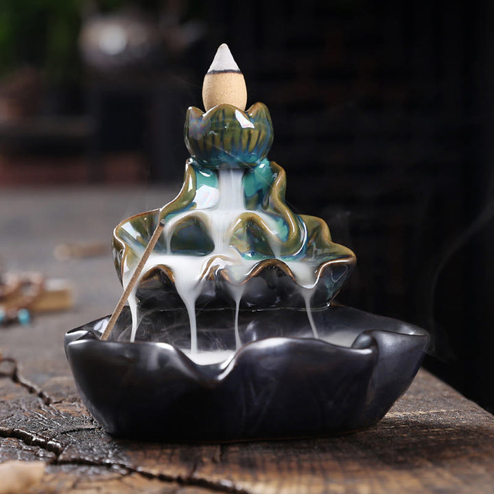 Buddha Stones, foglia di loto, pesce koi, fontana di fumo a riflusso in ceramica, bruciatore di incenso per la pace, decorazione - image 6