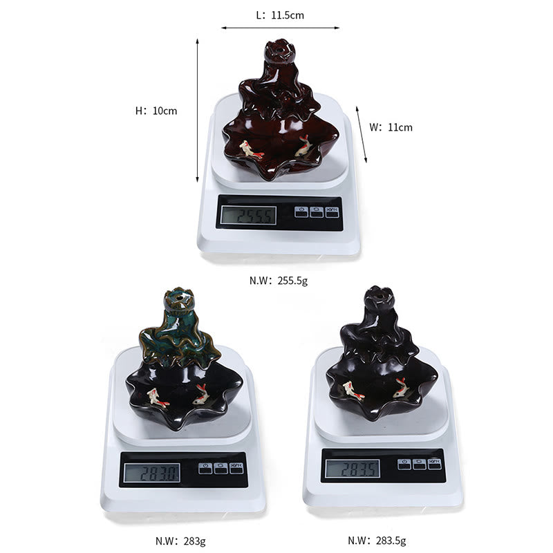 Buddha Stones, foglia di loto, pesce koi, fontana di fumo a riflusso in ceramica, bruciatore di incenso per la pace, decorazione - image 19