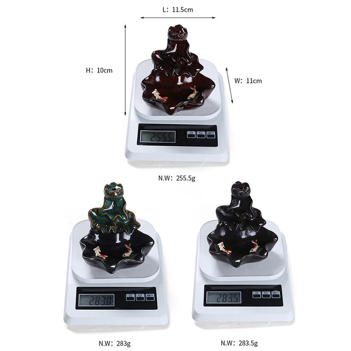 Buddha Stones, foglia di loto, pesce koi, fontana di fumo a riflusso in ceramica, bruciatore di incenso per la pace, decorazione - image 19