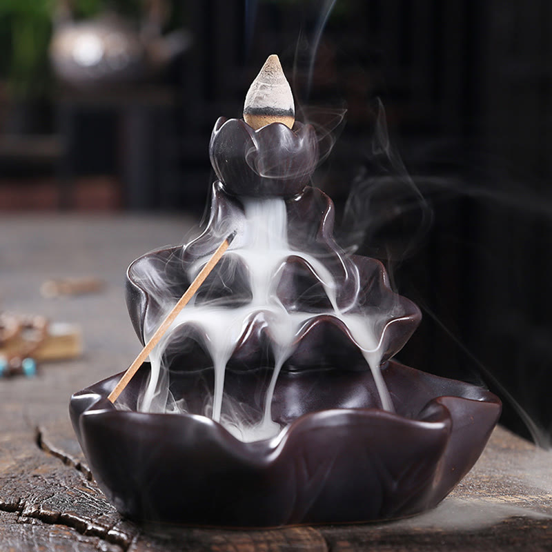 Buddha Stones, foglia di loto, pesce koi, fontana di fumo a riflusso in ceramica, bruciatore di incenso per la pace, decorazione - image 13