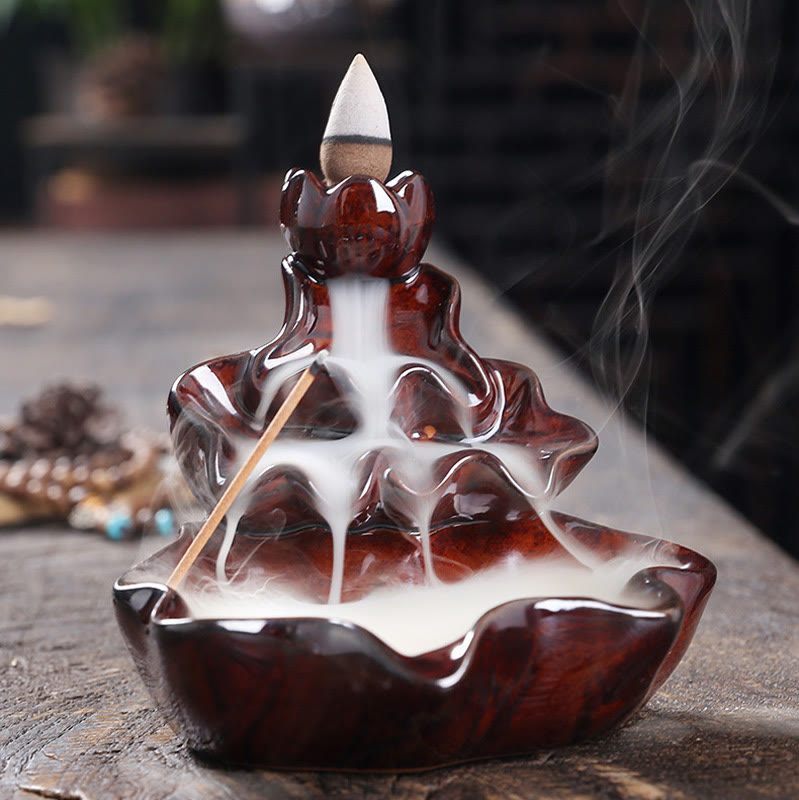Buddha Stones, foglia di loto, pesce koi, fontana di fumo a riflusso in ceramica, bruciatore di incenso per la pace, decorazione - image 17