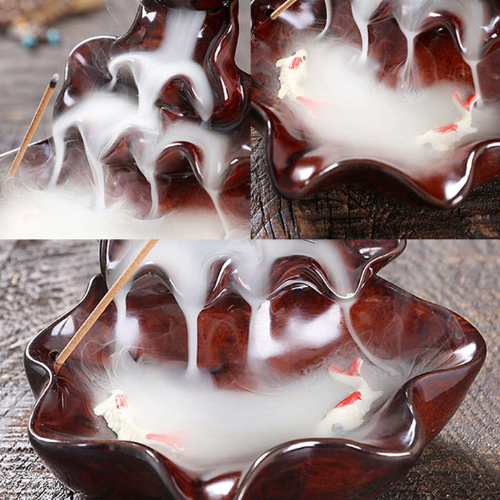 Buddha Stones, foglia di loto, pesce koi, fontana di fumo a riflusso in ceramica, bruciatore di incenso per la pace, decorazione - image 18