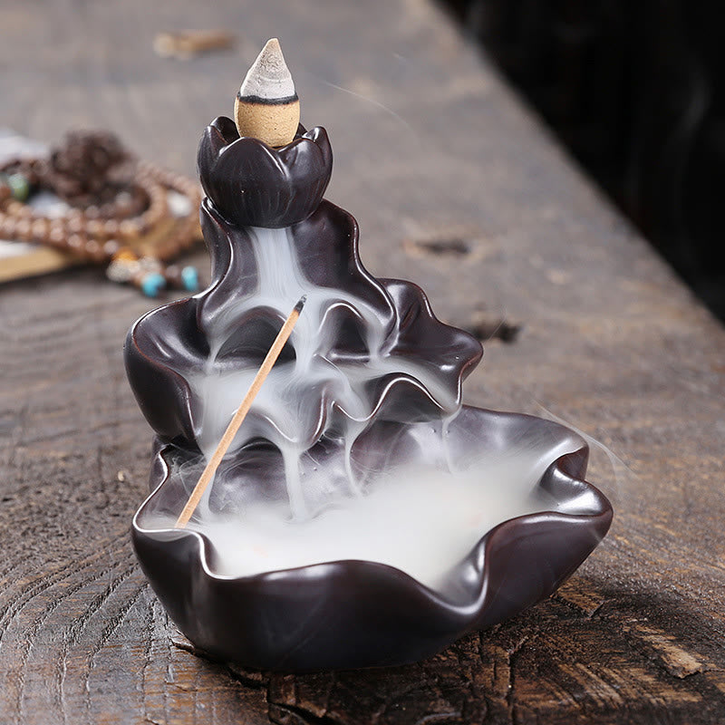 Buddha Stones, foglia di loto, pesce koi, fontana di fumo a riflusso in ceramica, bruciatore di incenso per la pace, decorazione - image 14