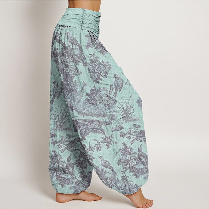 Pantaloni harem elastici in vita da donna con motivo Buddha Stones Birds Trees Rams - image 7
