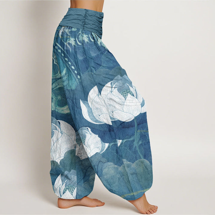 Pantaloni harem casual da donna con elastico in vita, in cotone con motivo a Buddha Stones - image 5