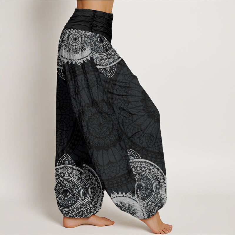 Pantaloni harem con elastico in vita e design circolare mandala con Buddha Stones da donna - image 3