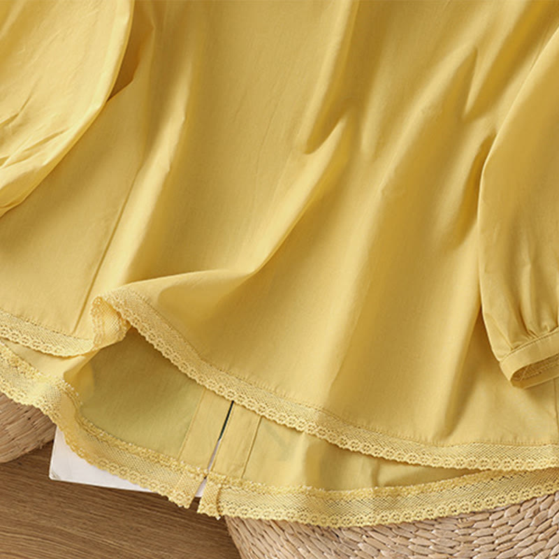 Camicia da donna in lino e cotone con maniche a tre quarti, girocollo, monopetto , Buddha Stones - image 7