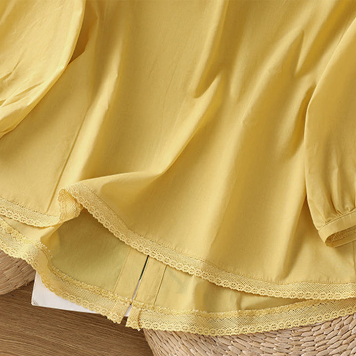 Camicia da donna in lino e cotone con maniche a tre quarti, girocollo, monopetto , Buddha Stones - image 7