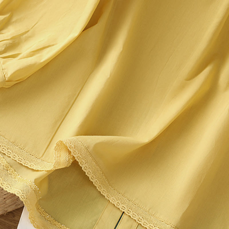 Camicia da donna in lino e cotone con maniche a tre quarti, girocollo, monopetto , Buddha Stones - image 4