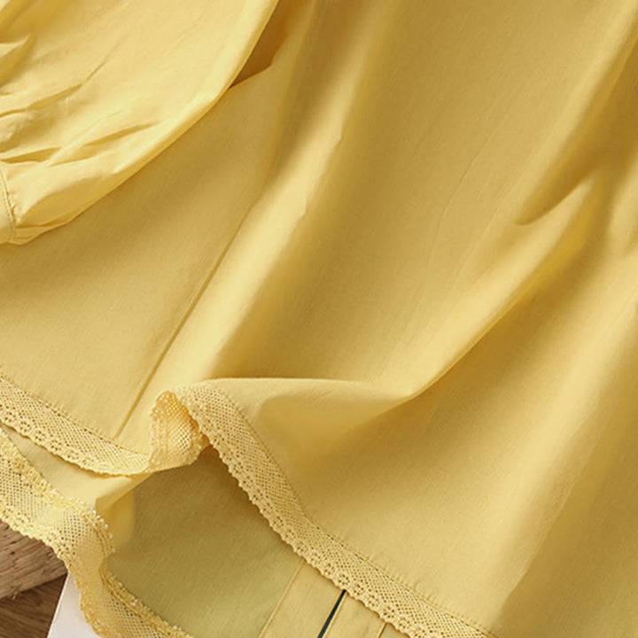 Camicia da donna in lino e cotone con maniche a tre quarti, girocollo, monopetto , Buddha Stones - image 4