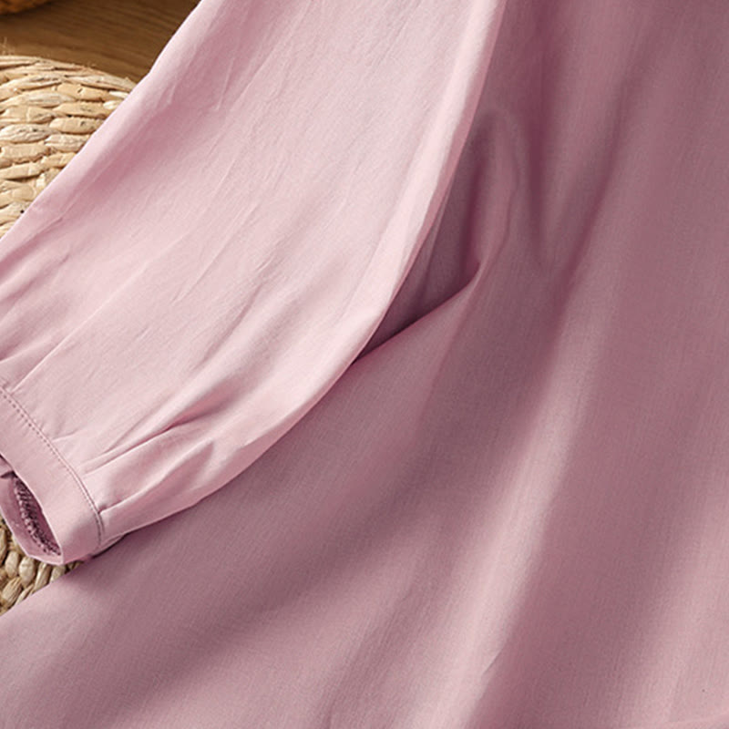 Camicia da donna in lino e cotone con maniche a tre quarti, girocollo, monopetto , Buddha Stones - image 23