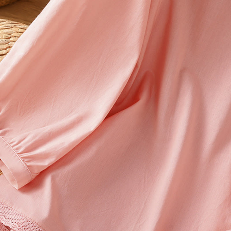 Camicia da donna in lino e cotone con maniche a tre quarti, girocollo, monopetto , Buddha Stones - image 29