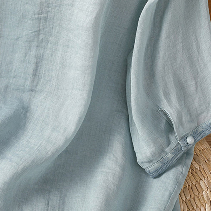 Camicia da donna in poliestere con scollo a V, manica corta , Buddha Stones, bottoni a rana - image 7