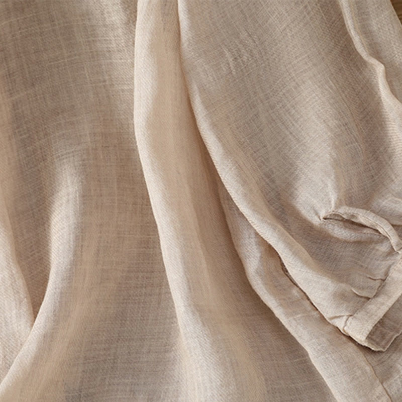 Camicia da donna con scollo a V, manica corta, monopetto, in poliestere, con bottoni e ricamo casual Buddha Stones - image 25