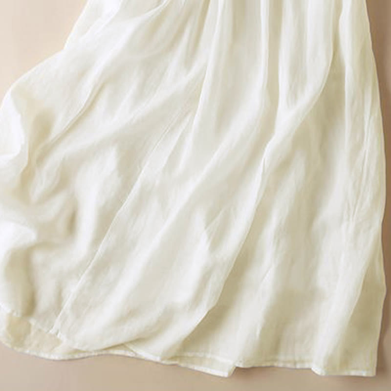 Abito midi da donna con maniche a nove quarti, ricamo geometrico con Buddha Stones tasche - image 4