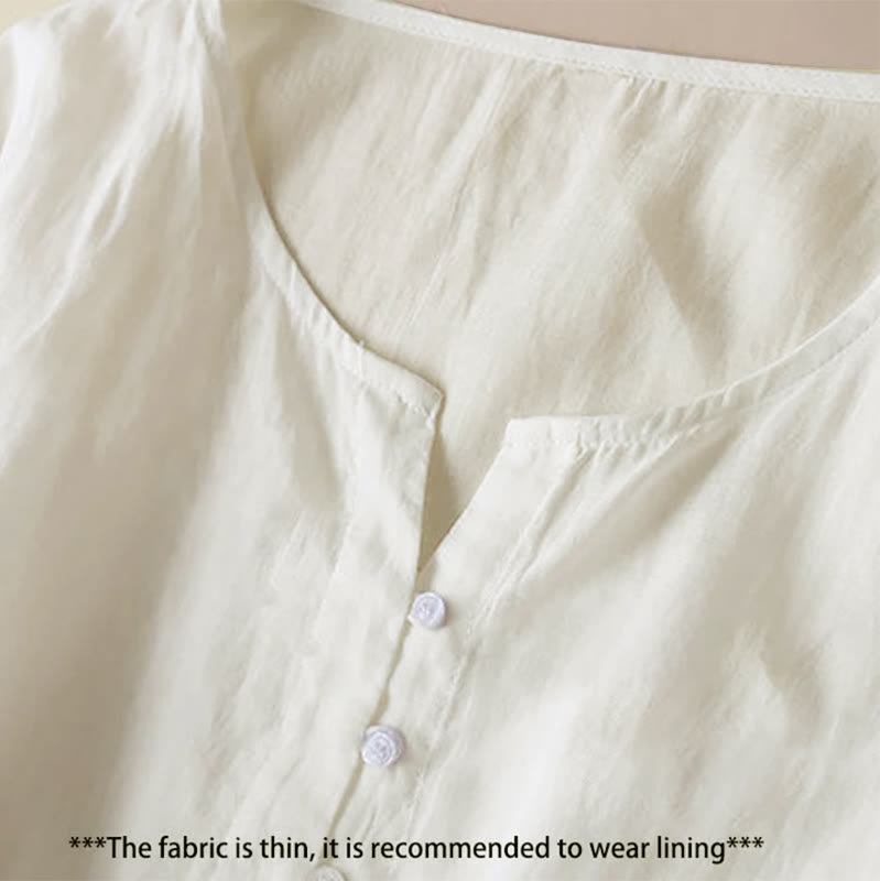 Abito midi da donna con maniche a nove quarti, ricamo geometrico con Buddha Stones tasche - image 1