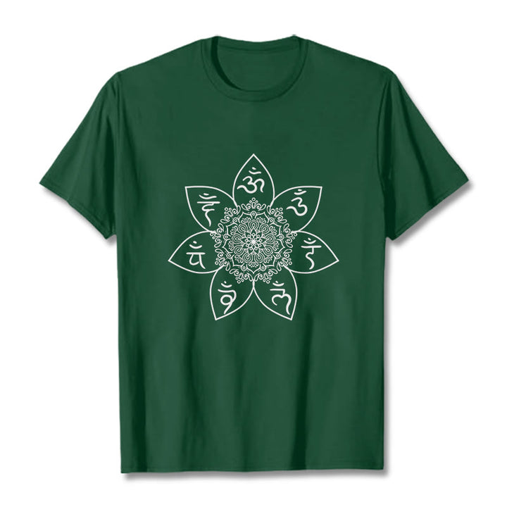 T-shirt con Buddha Stones Mandala Om Mani Padme Hum - Verde foresta - 2XL - image 1