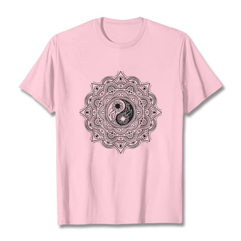 Maglietta con motivo a Buddha Stones e mandala con simbolo Yin-Yang - Rosa chiaro - 2XL - image 13