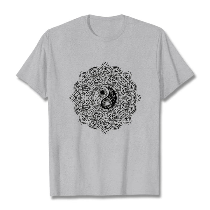 Maglietta con motivo a Buddha Stones e mandala con simbolo Yin-Yang - Grigio chiaro - 2XL - image 20