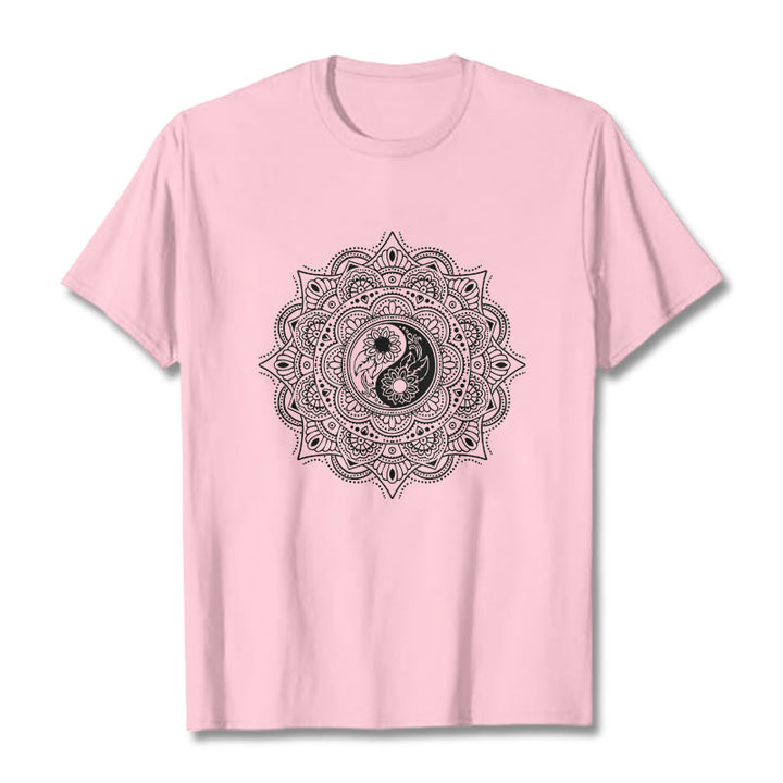 Maglietta con motivo a Buddha Stones e mandala con simbolo Yin-Yang - Rosa chiaro - 2XL - image 12