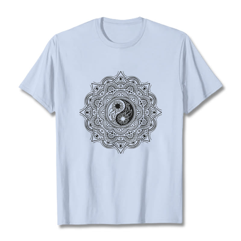 Maglietta con motivo a Buddha Stones e mandala con simbolo Yin-Yang - Ciano chiaro - 2XL - image 19