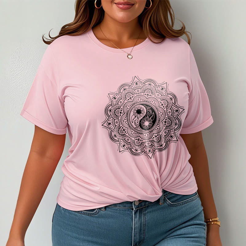 Maglietta con motivo a Buddha Stones e mandala con simbolo Yin-Yang - image 14