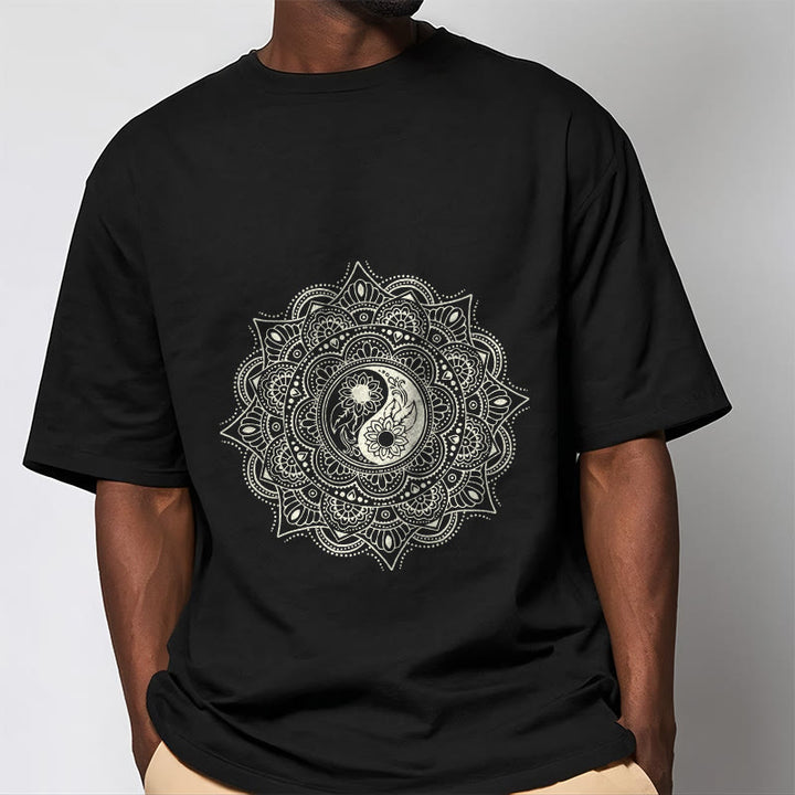 Maglietta con motivo a Buddha Stones e mandala con simbolo Yin-Yang - image 5