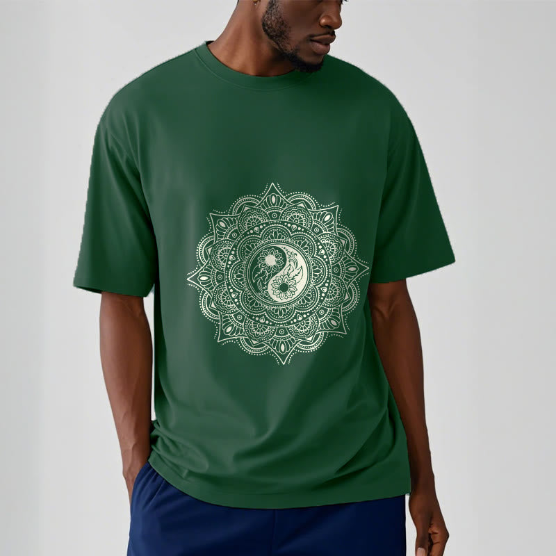 Maglietta con motivo a Buddha Stones e mandala con simbolo Yin-Yang - image 1
