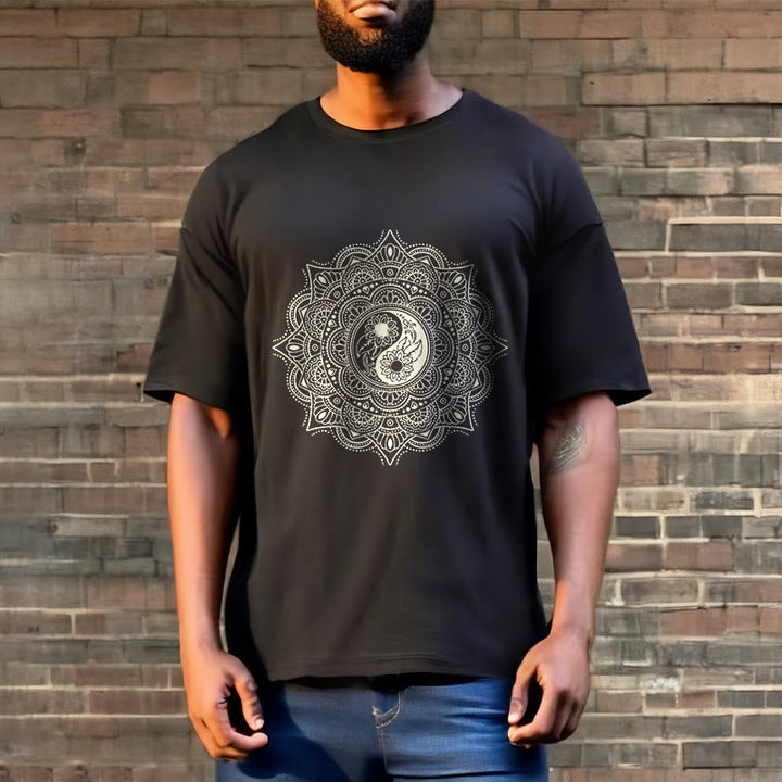 Maglietta con motivo a Buddha Stones e mandala con simbolo Yin-Yang - image 5