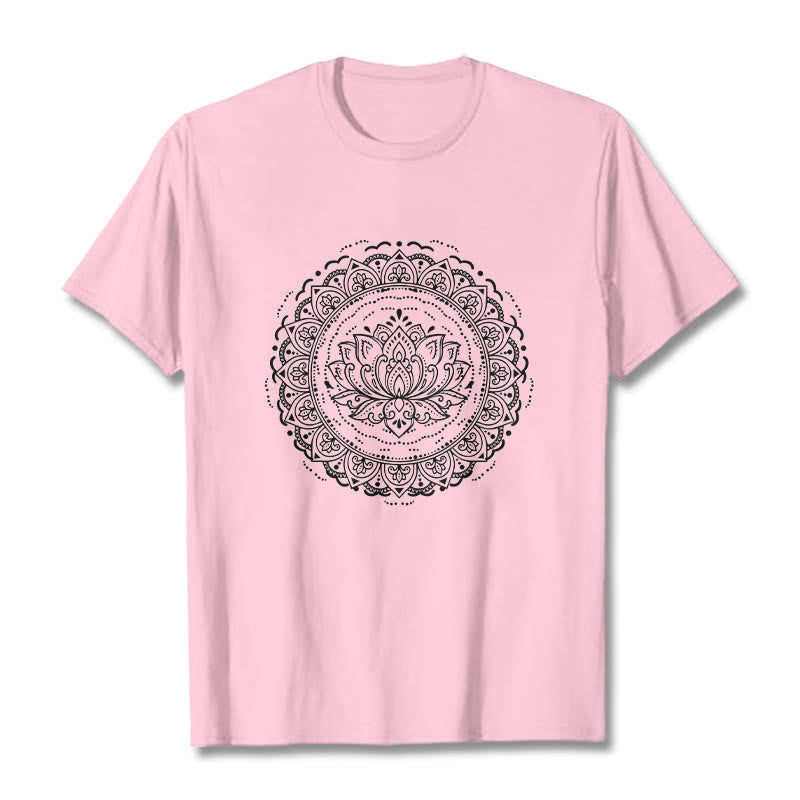 Maglietta con motivo a fiori di loto e mandala con Buddha Stones - Rosa chiaro - 2XL - image 12