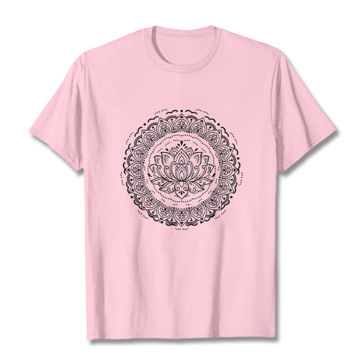Maglietta con motivo a fiori di loto e mandala con Buddha Stones - Rosa chiaro - 2XL - image 12