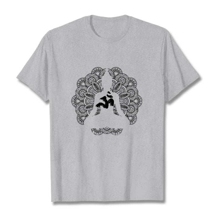 Maglietta con motivo a mandala con simbolo Om Buddha Stones in colori puri - Grigio chiaro - 2XL - image 20