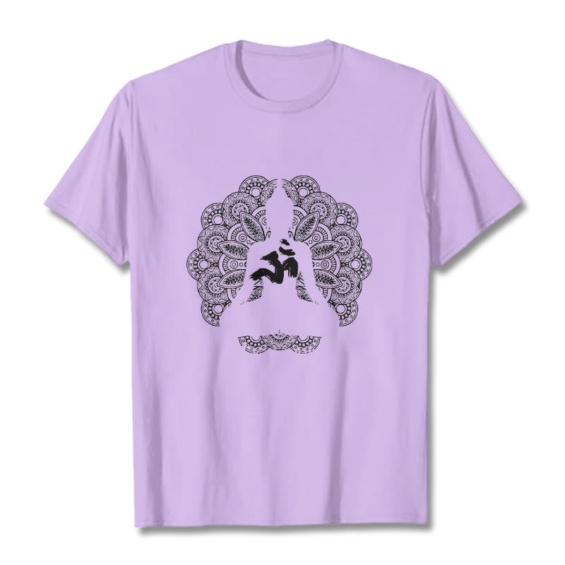 Maglietta con motivo a mandala con simbolo Om Buddha Stones in colori puri - Prugna - 2XL - image 16