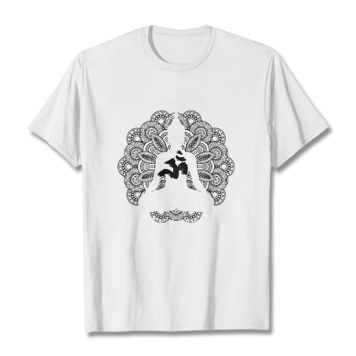 Maglietta con motivo a mandala con simbolo Om Buddha Stones in colori puri - Bianco - 2XL - image 6
