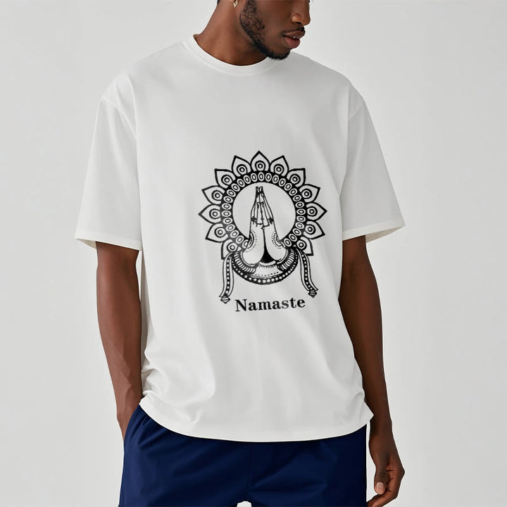 T-shirt con motivo Mandala con gesto Namaste Buddha Stones - image 6