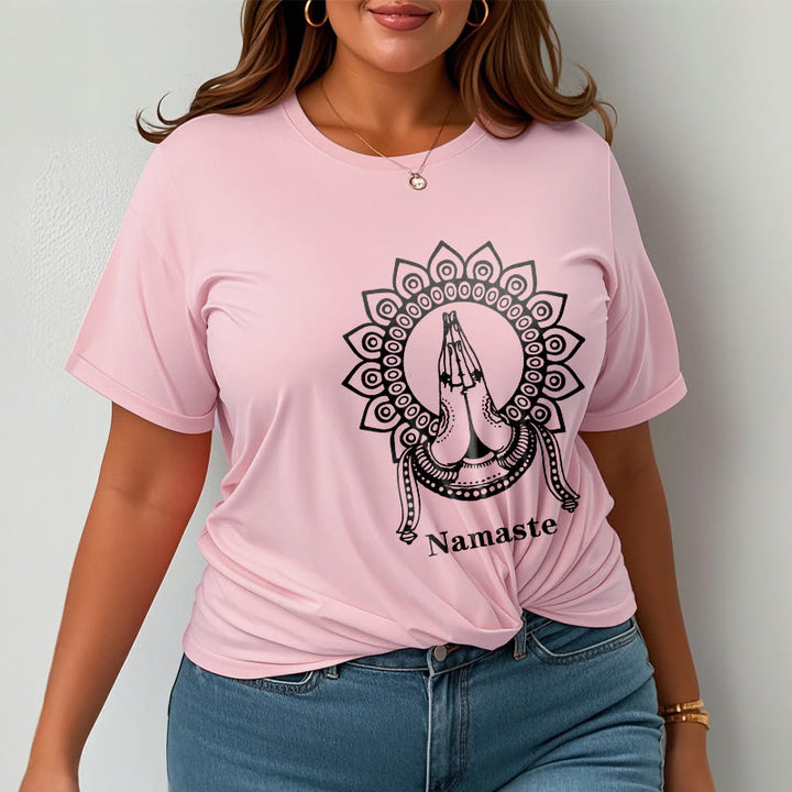 T-shirt con motivo Mandala con gesto Namaste Buddha Stones - image 13