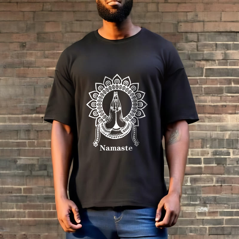 T-shirt con motivo Mandala con gesto Namaste Buddha Stones - image 2