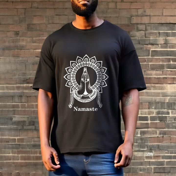 T-shirt con motivo Mandala con gesto Namaste Buddha Stones - image 3