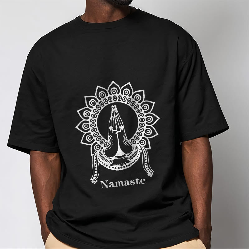 T-shirt con motivo Mandala con gesto Namaste Buddha Stones - image 2