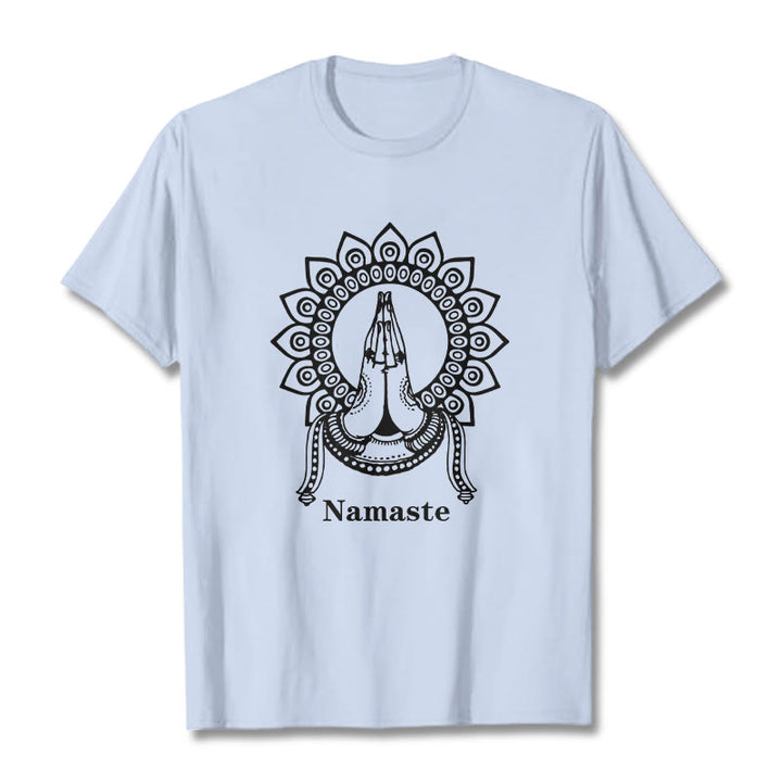 T-shirt con motivo Mandala con gesto Namaste Buddha Stones - Ciano chiaro - 2XL - image 19